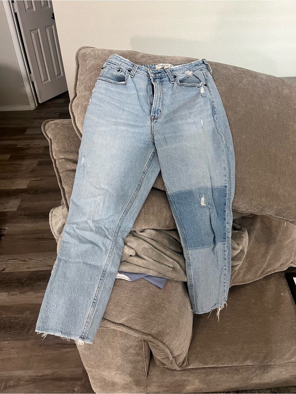 Abercrombie & Fitch Light Blue Distressed Boyfriend Jeans